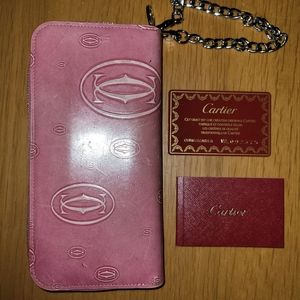Cartier Pink zippy wallet, COA, box